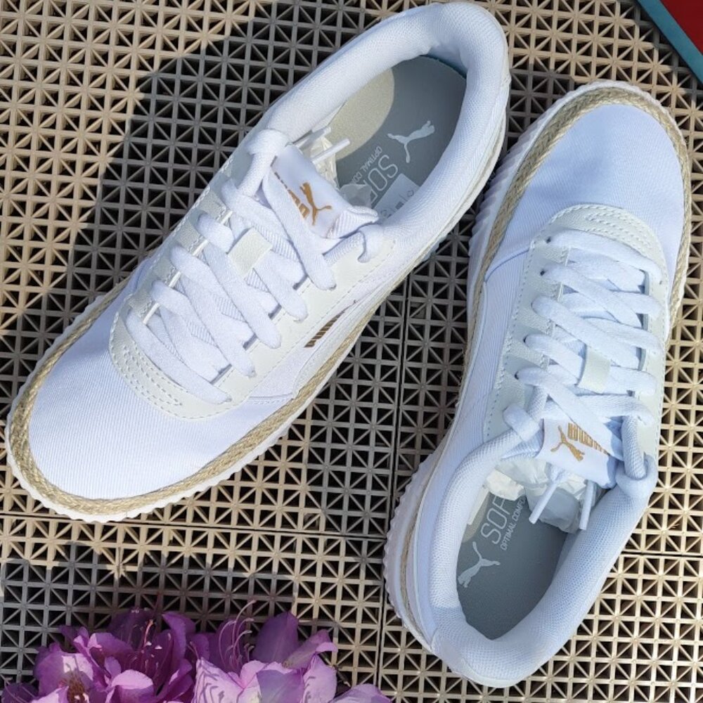 Puma Carina Espadrille Canvas Jute Platform Spring Summer Tennis Trainer 388389 - Picture 3 of 16
